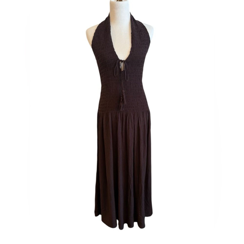 Zara Chocolate Backless Halter Dress
